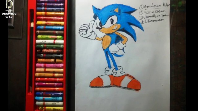 How to draw Sonic with oil pastels step by step ( 219)