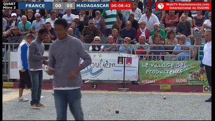 International à pétanque de Ruoms 2018 : Quart de finale FRANCE vs MADAGASCAR le contre qui tue !
