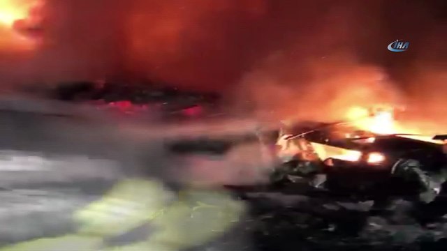 Bebek maması yüklü tır alev alev yandı