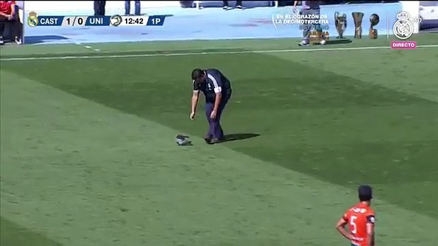 Una paloma se cuela en el partido del Real Madrid Castilla - Unionistas Salamanca