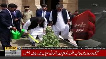 Prime Minister Imran Khan planting a tree at state guest house Karachi