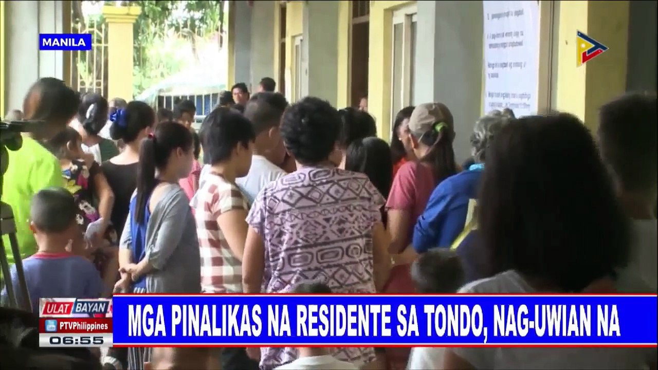 Mga pinalikas na residente sa Tondo, nag-uwian na