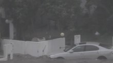 Car Floats in Flood Water as Typhoon Ravages Hong Kong