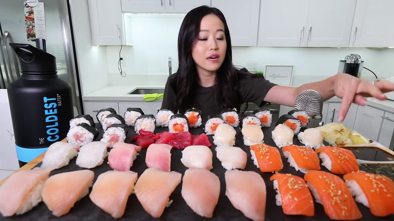 BEST SUSHI(Salmon + Tuna Sashimi + Rolls!)MUKBANG | Eating Show