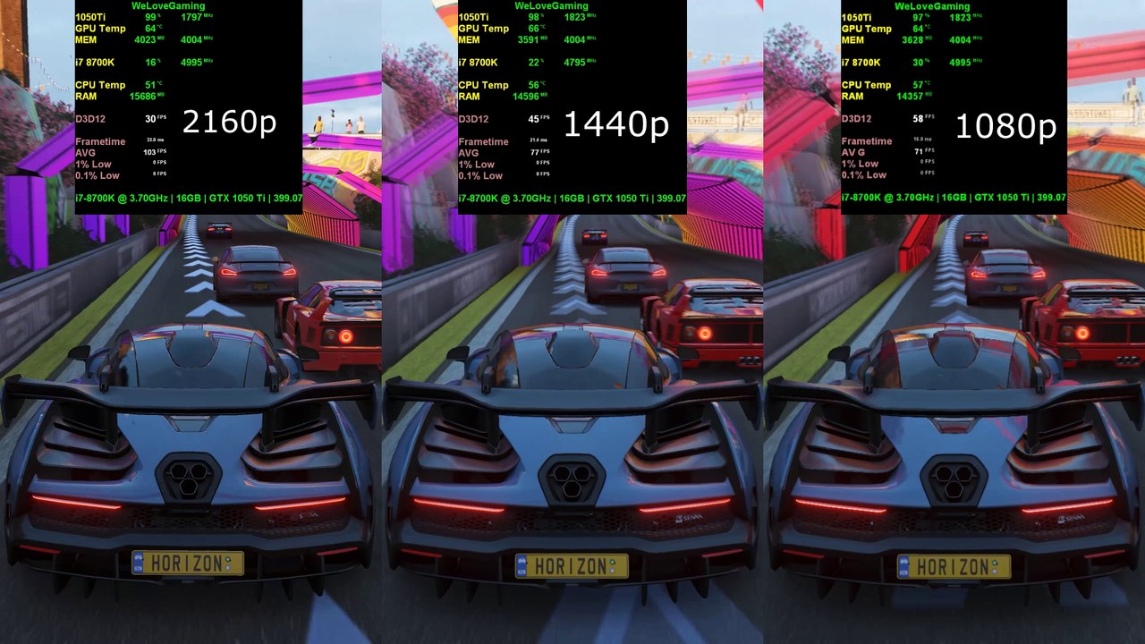 Forza Horizon 4 GTX 1050Ti 4k-1440p-FHD test