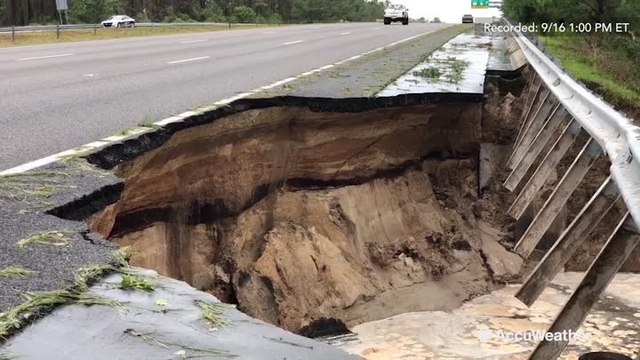 Sinkhole opens up at I-40 in Wilmington, North Carolina
