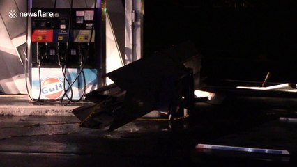 Hurricane Florence winds collapse roof of gas station in Fort Mill, South Carolina