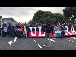 PSG Fans Gather Outside Anfield Stadium