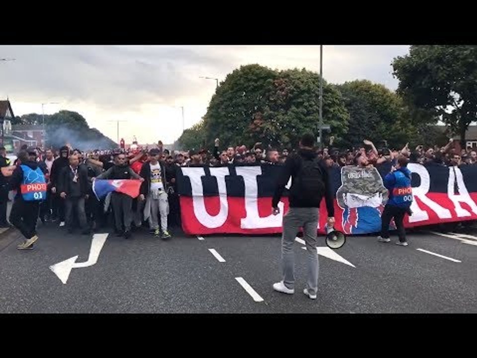 PSG Fans Gather Outside Anfield Stadium