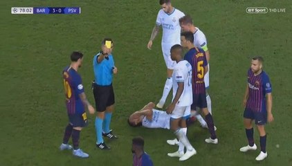 Samuel Umtiti RED CARD  Barcelona 3-0 PSV 18.09.2018