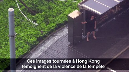 A Hong Kong, certains se sont frottés au typhon Mangkhut