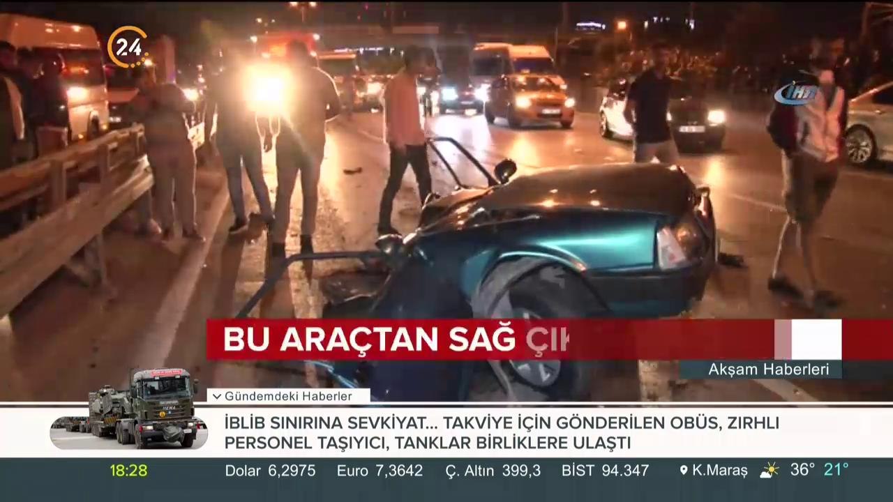 Bayrampaşa'daki trafik kazasında araç ortadan ikiye bölündü