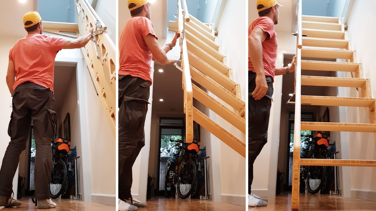 Folding Staircase Saves Space