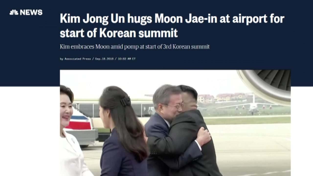 美언론 "남북정상, 안고 웃었다"...비핵화 협상 돌파구 주목 / YTN