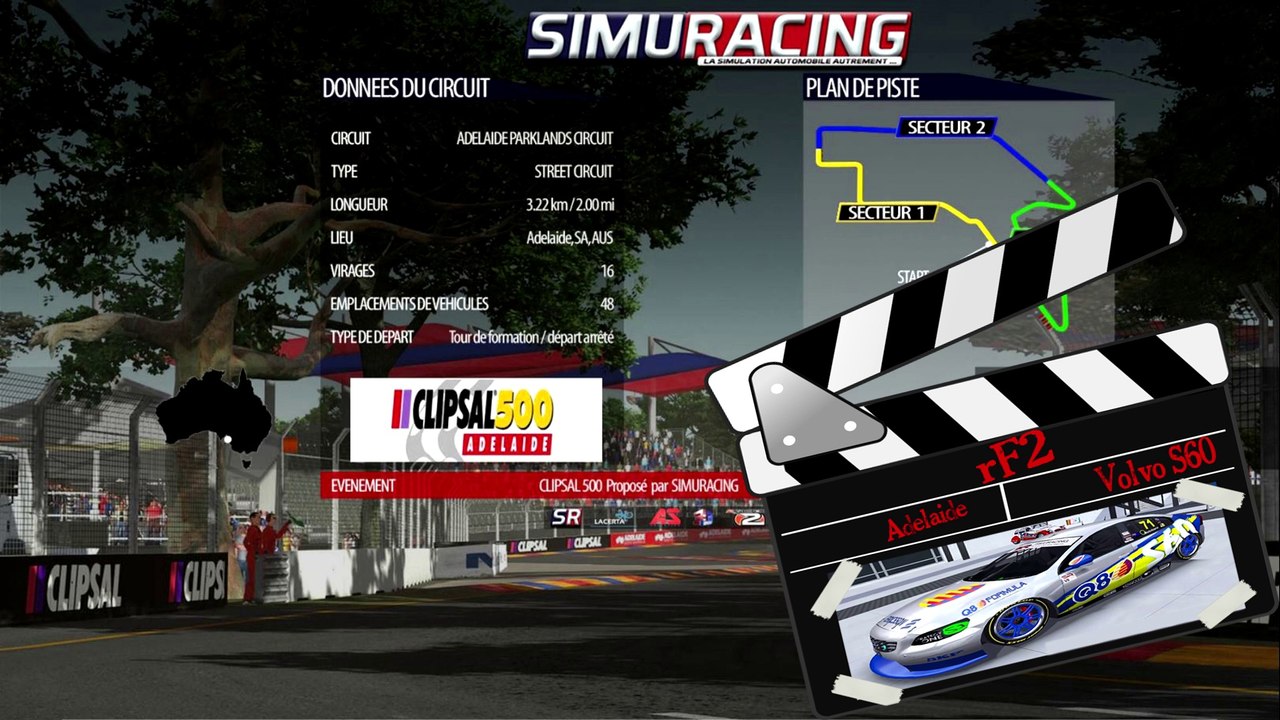 Tour de piste à Adélaïde en Volvo S60 SRV8 sur rFactor 2