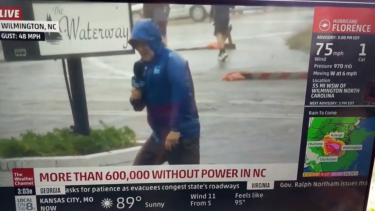 Un journaliste météo en rajoute beaucoup trop pendant l’ouragan Florence !