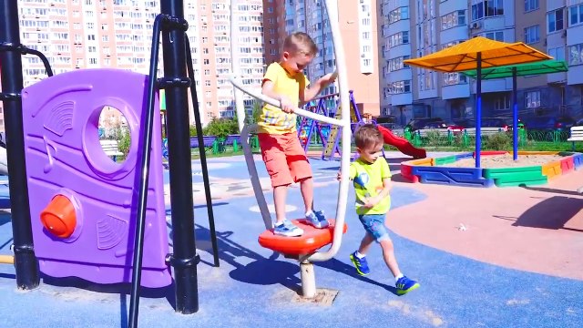 Huge Outdoor Playground for children Slides and Swings Kids activities with Vlad and Nikita