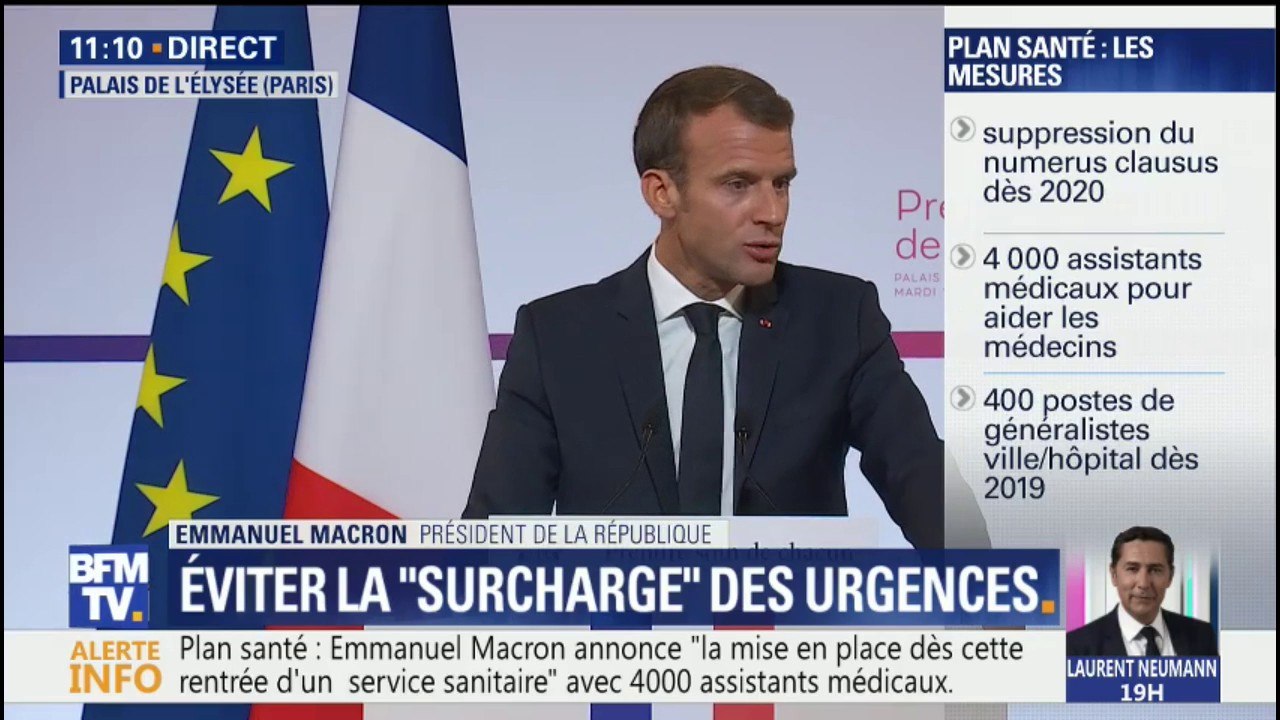 "Les urgences non vitales doivent être prises en charge en ville (...) Les professionnels devront s'organiser pour assurer une permanence de soins non programmés tous les jours jusqu'à 20h", explique Emmanuel Macron