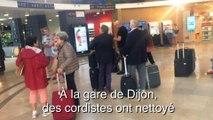 Les cordistes en action à la gare de Dijon