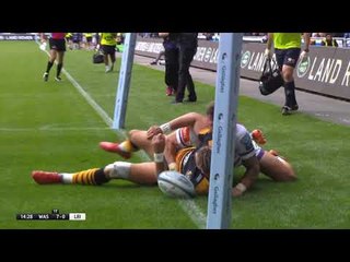 Pin perfect kick from Elliot Daly to Josh Bassett to score