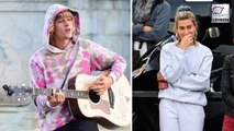 Justin Bieber Plays The Guitar For Hailey Baldwin Outside Buckingham Palace