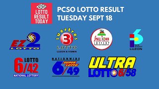 Lotto Result September 18 2018 (Tuesday) PCSO