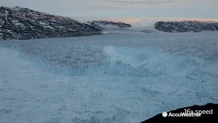 Massive iceberg calves from Greenland glacier