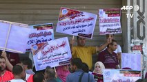 Protesto em Gaza contra demissões na agência de refugiados