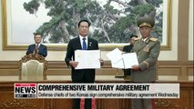 Defense chiefs of two Koreas sign comprehensive military agreement Wednesday