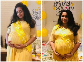 മഞ്ഞ ഉടുപ്പിൽ നിറവയറുമായി പുഞ്ചിരി തൂകി കാവ്യ | filmibeat Malayalam