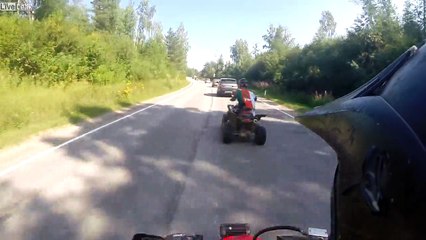 ATV crashes into Car head on