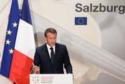 Conférence de presse du Président de la République, Emmanuel Macron, à Salzbourg à la fin du sommet européen informel