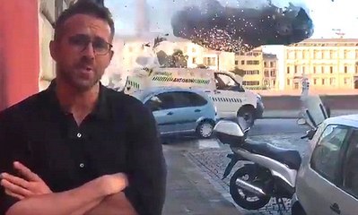 Ryan Reynolds : Huge Crash on 6 Underground set - Michael Bay movie