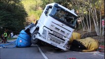 Accident à Marmagne : un camion couché sur le flanc