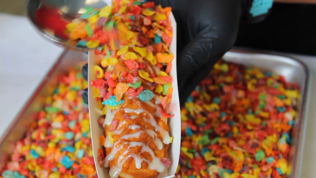 These Waffles Are Stuffed With Mochi And Covered In Cereal