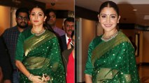 Anushka Sharma looks gorgeous in green saree at Priyadarshini Academy Global Awards 2018