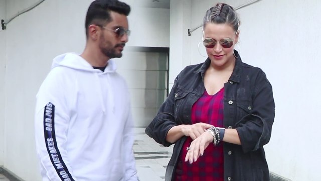 Neha Dhupia spotted with husband Angad Bedi on the sets of No Filter Neha; Watch Video | FilmiBeat
