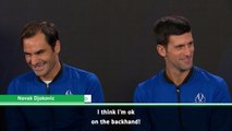 I'm ok on the backhand - Djokovic and Federer joke about doubles