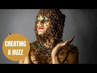 Pregnant woman poses with 16,000 bees and an 8ft python