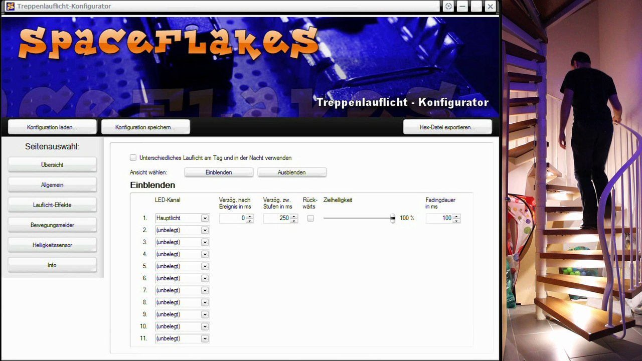 Treppenlauflicht - Tutorial für die Konfigurationssoftware