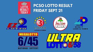 Lotto Result September 21 2018 (Friday) PCSO