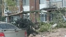 Road Covered in Debris After Tornado Rips Through Gatineau, Quebec