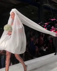 Gigi Hadid Was a Bride in a Giant Bubble Dress at the Moschino Runway Show