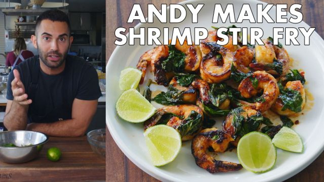 Andy Makes Shrimp and Basil Stir Fry