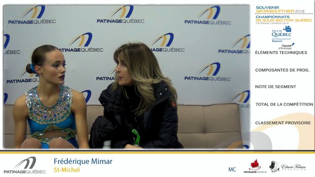 Championnats de sous-section Québec 2019 Événement 16 Novice Dames Groupe 1 programme Libre Échauffement 4-6