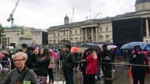 Giant lion sculpture 'roars' poetry in London's Trafalgar Square