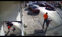 A Girl Is Walking On The Street, One Second After She Suddenly Collapsed