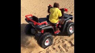 Baby chimp gets ATV stuck in desert sand