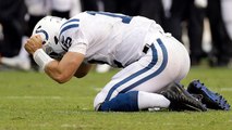 Luck pounds the ground after key incompletion