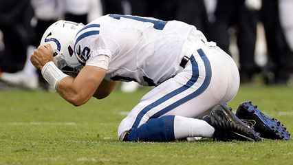 Luck pounds the ground after key incompletion